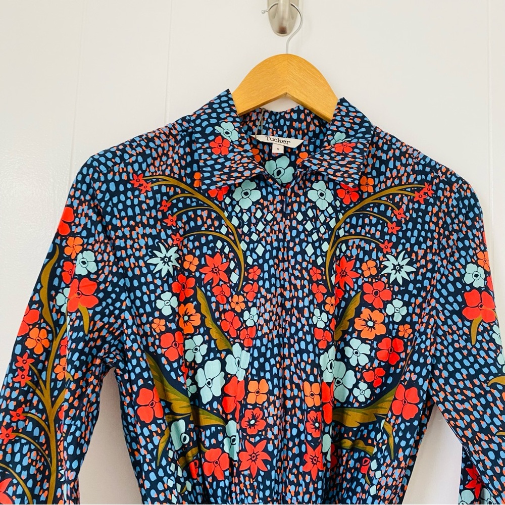 Tucker Blue and Red Floral Allyson Midi Dress - Picture 8 of 8